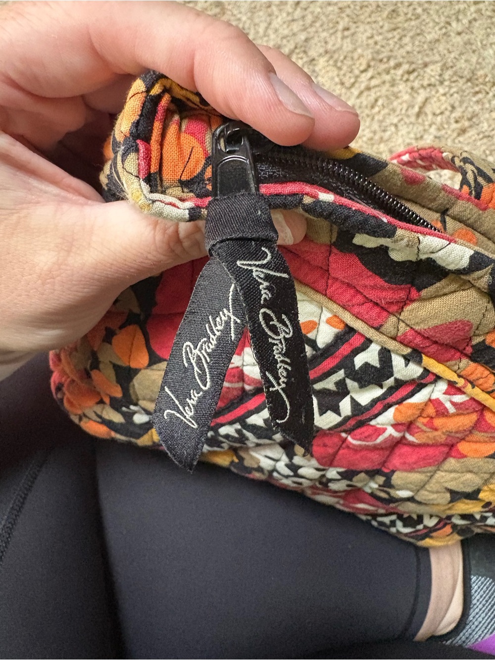 Vera Bradley Quilted Floral Shoulder Tote in Red, Mustard & Black - Picture 3 of 5